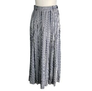 Vintage Outback Red Pleated Striped Midi  Skirt Flowy Capsule Career Office 6